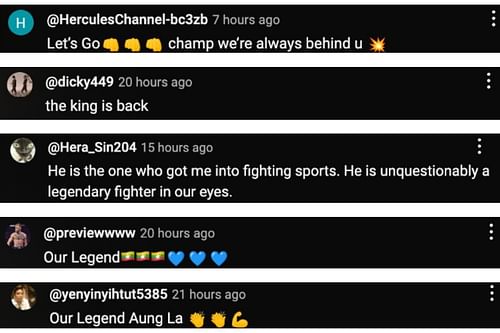 Screenshot of fans' comments