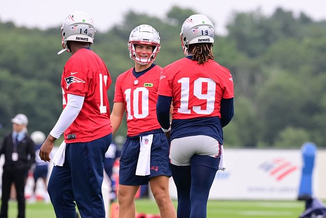 Jerod Mayo starts timer for Patriots' QB1 decision among Drake Maye, Joe Milton, and Jacoby Brissett