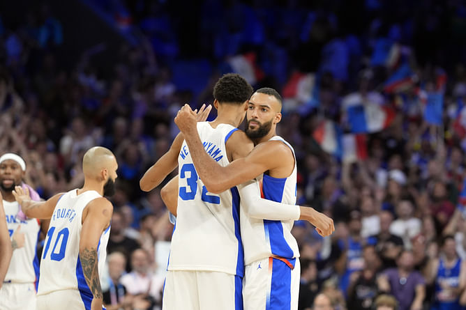 Rudy Gobert's girlfriend Julia Bonilla hypes up Victor Wembanyama and his partner ahead of Olympic final vs Team USA