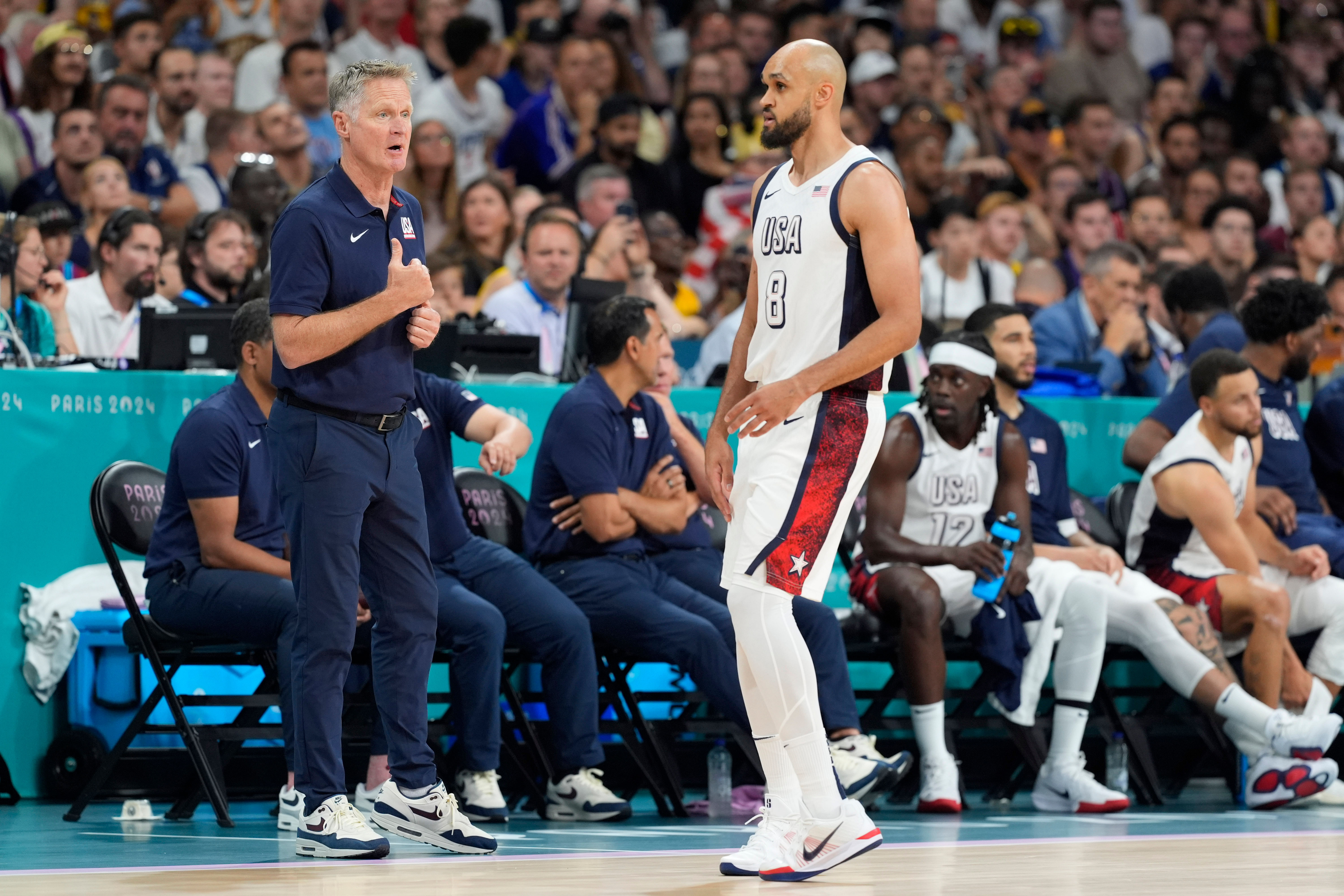 Team USA guard Derrick White (right) (Image credit: John David Mercer-USA TODAY Sports)