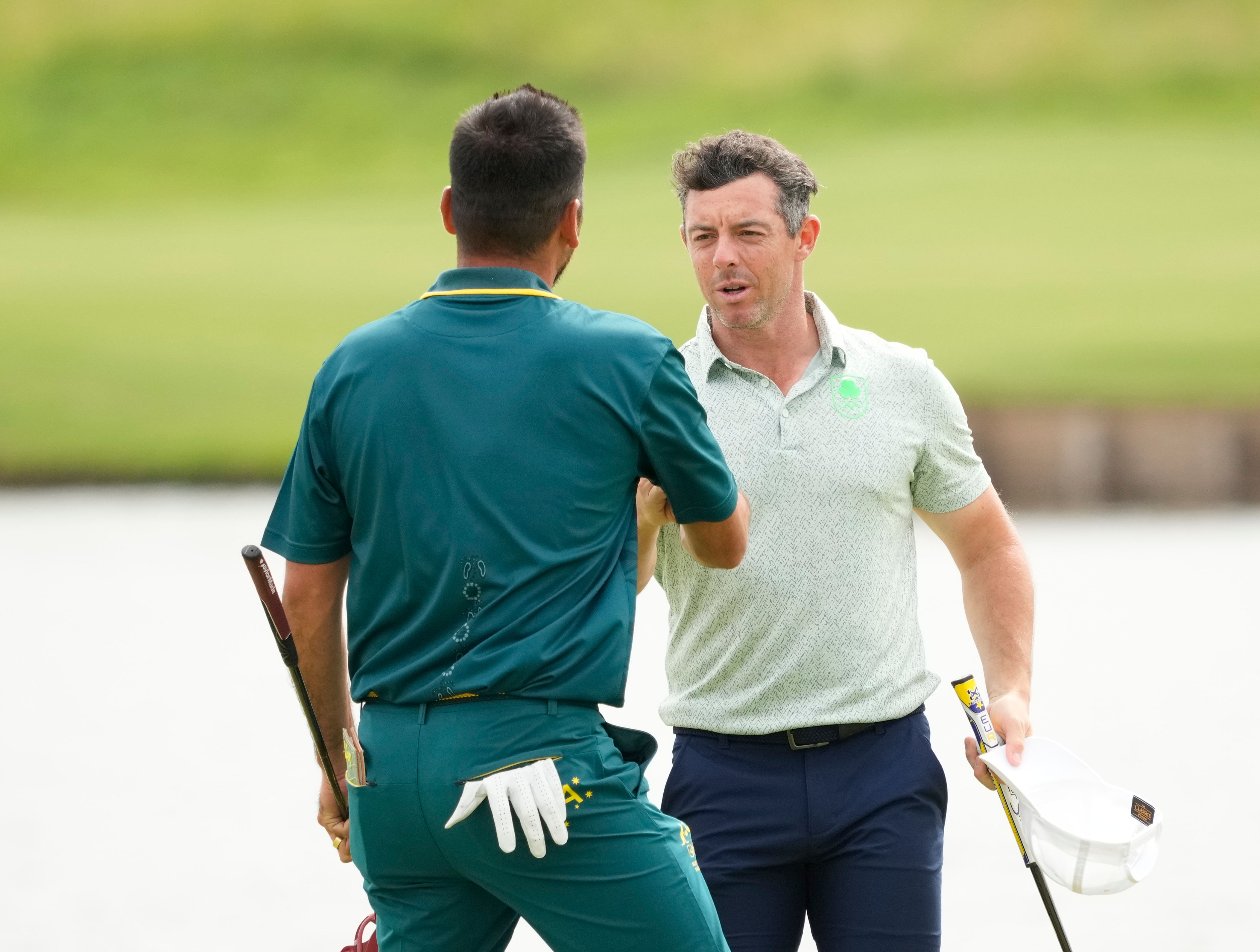 Rory McIlroy and Jason Day at the 2024 Olympics: Golf-Mens Stroke Play Round 3 - (Image Credit: Michael Madrid-USA TODAY Sports Source: Imagn)