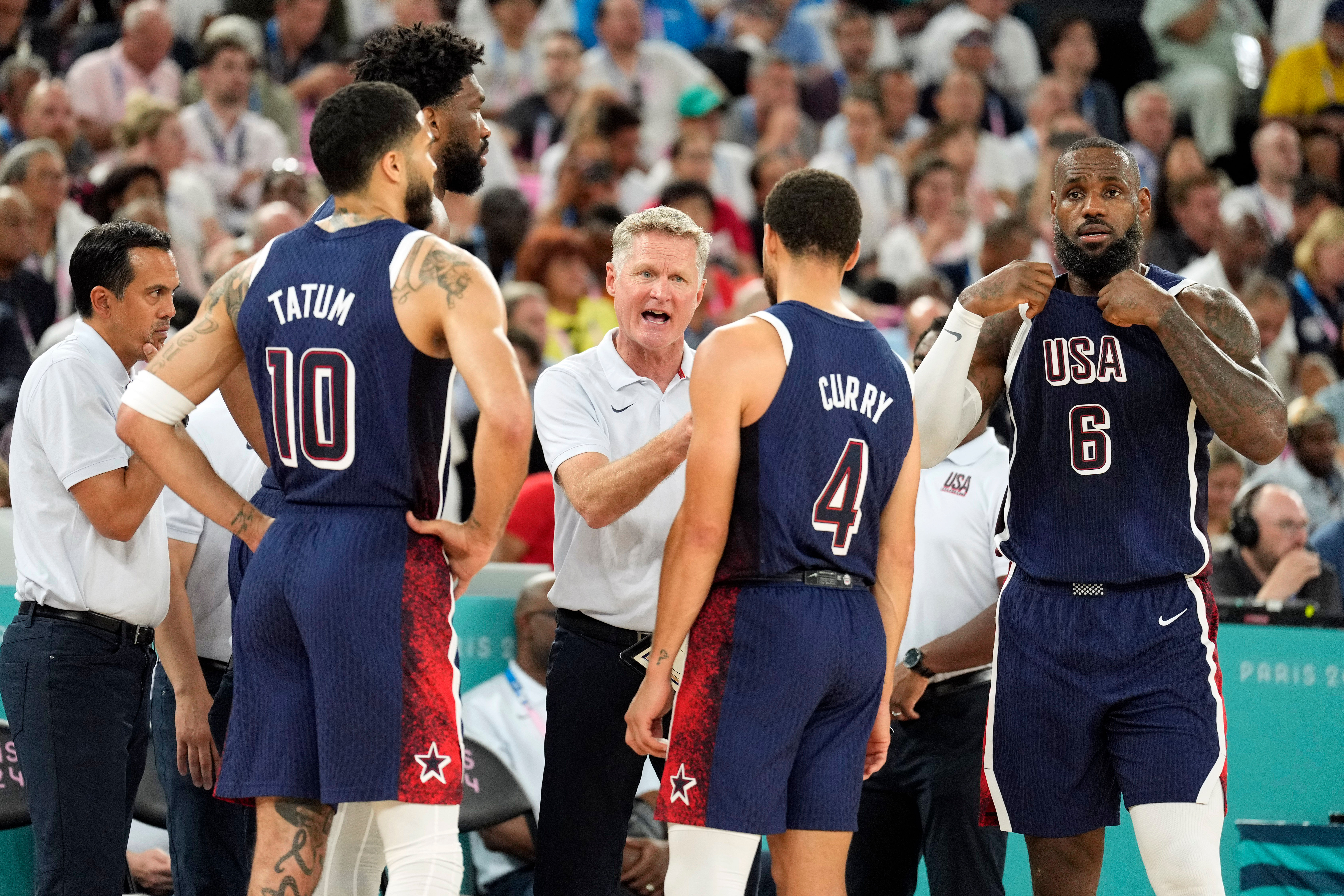 LeBron James, Stephen Curry, Jayson Tatum and Joel Embiid for USA Basketball Men&#039;s Olympic Team