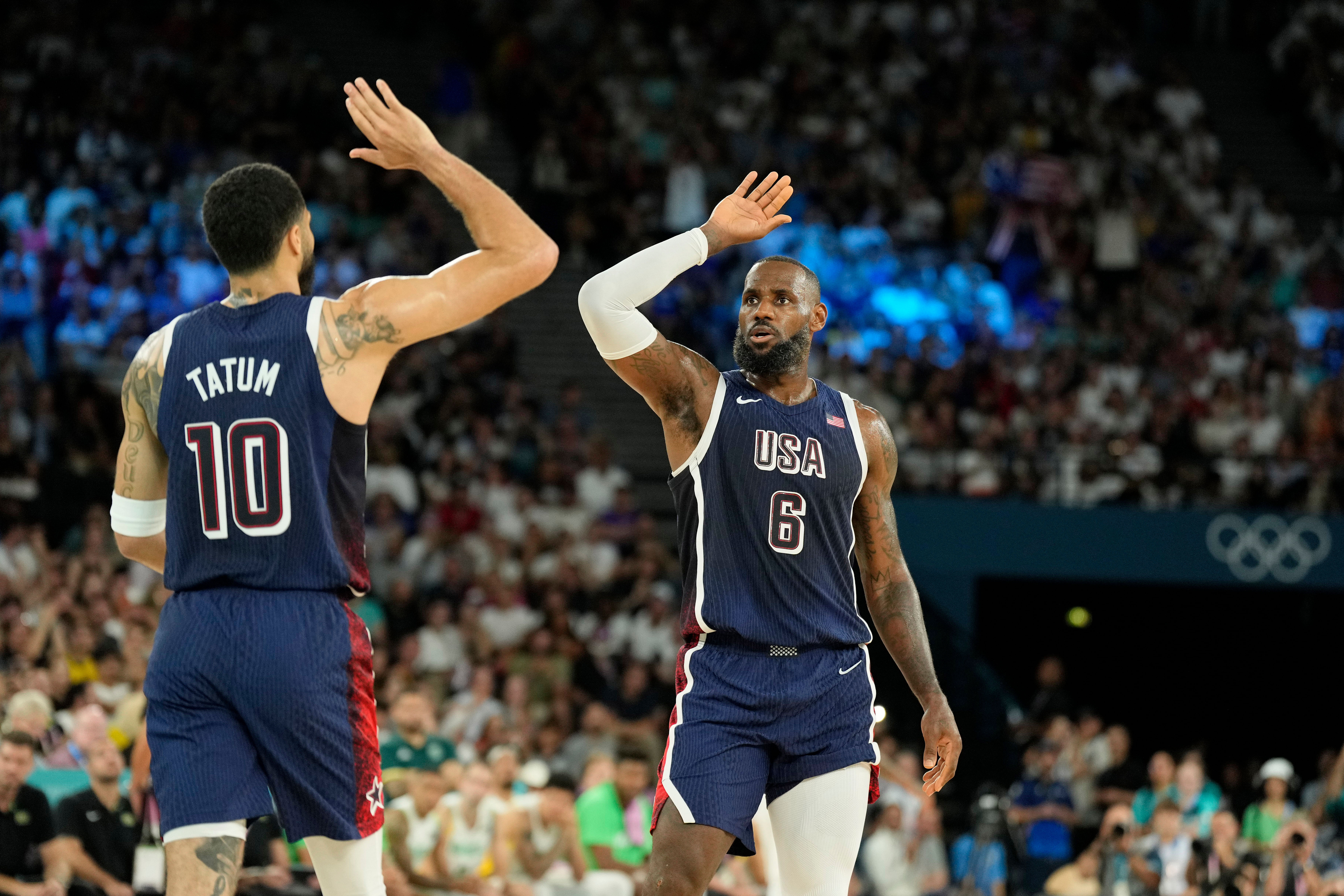 LeBron James and Jayson Tatum for USA Basketball Men's Olympics Team (Source: Imagn)