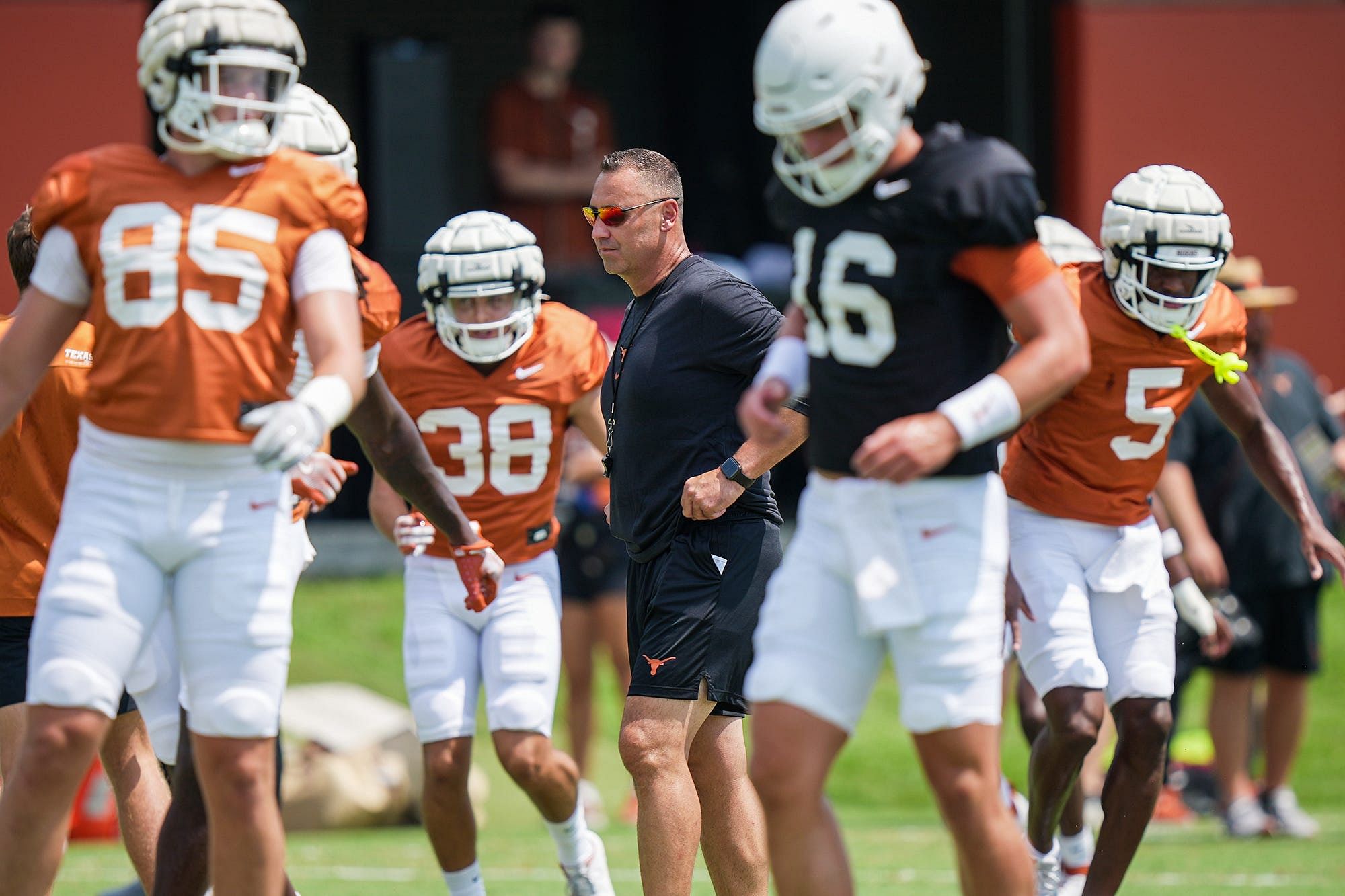 Texas Longhorns coach Steve Sarkisian during fall football camp practice - Source: Imagn