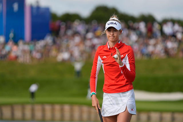 Where did Nelly Korda finish after round 1 of golf at the Paris Olympics?