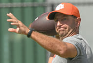 Clemson HC Dabo Swinney at the Tigers' fall practice (Source: Imagn)