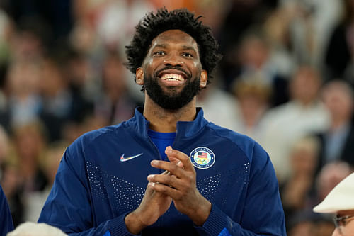 Joel Embiid for USA Basketball Men's Olympic Team at Gold Medal Game - Source: Imagn