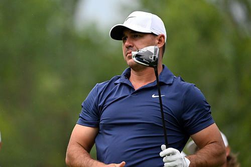 Brooks Koepka drives during the opening round of LIV Golf Greenbrier (Image Source: Imagn)