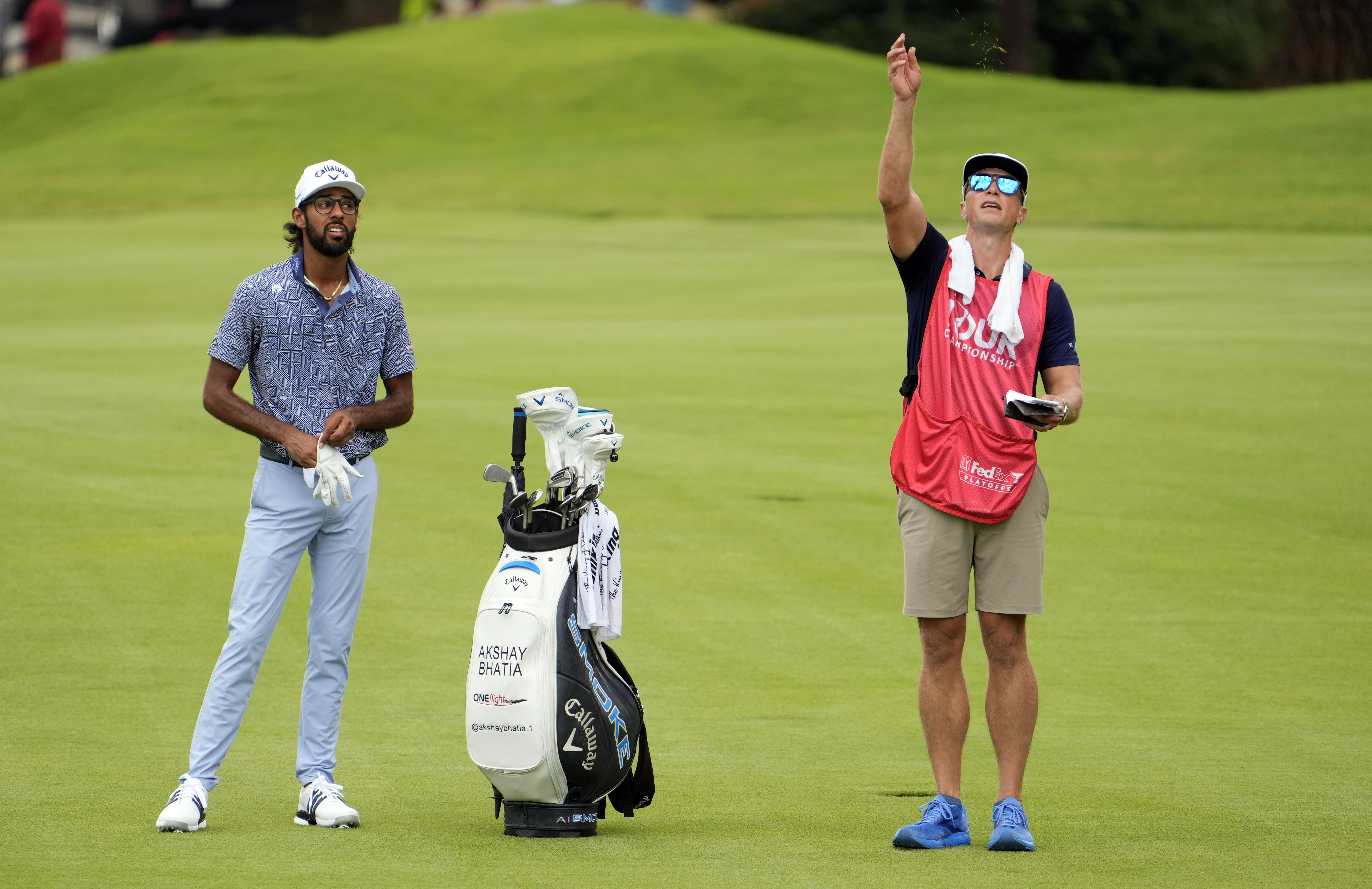 Akshay Bhatia (L) at PGA: TOUR Championship - First Round - Source: Imagn