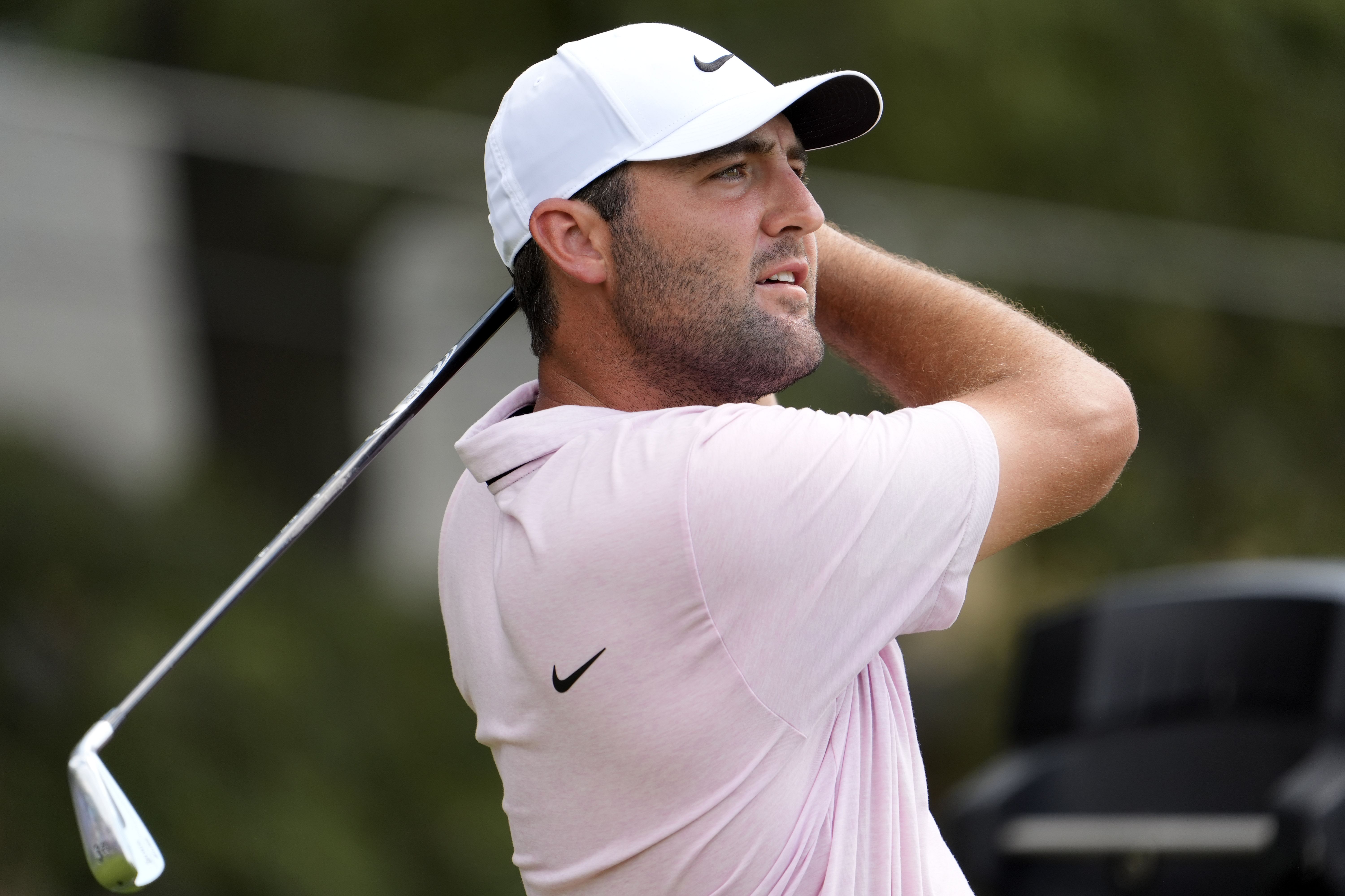 Scottie Scheffler plays his shot off the third tee box during the second round of the Tour Championship (Image Source: Imagn)