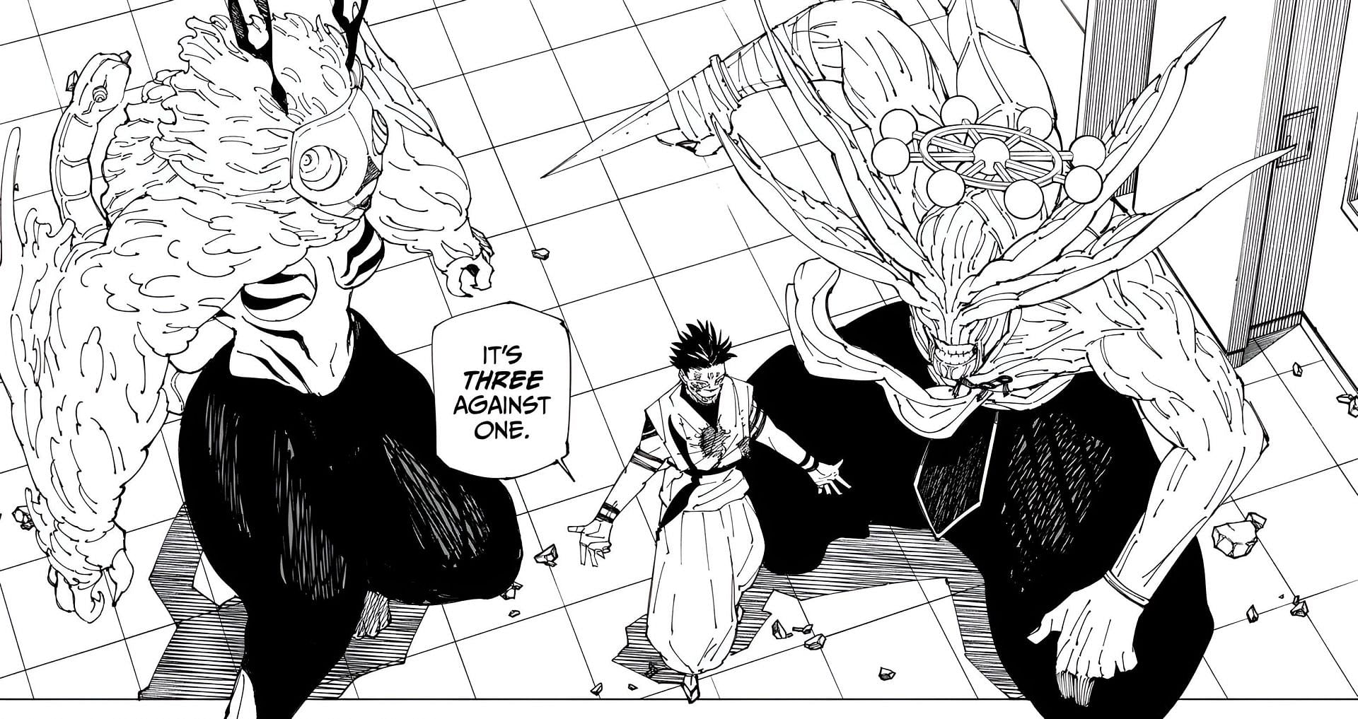 Sukuna&#039;s improvisation of Megumi&#039;s cursed technique (Image via Shueisha)