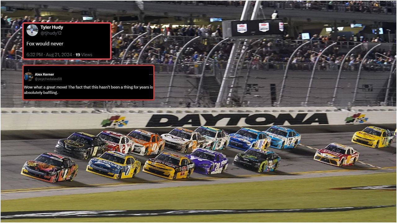 NASCAR fans react to new commercial format being tested by NBC(images: Getty/@tjhudy12 and @psychedalex68 on X - top left)