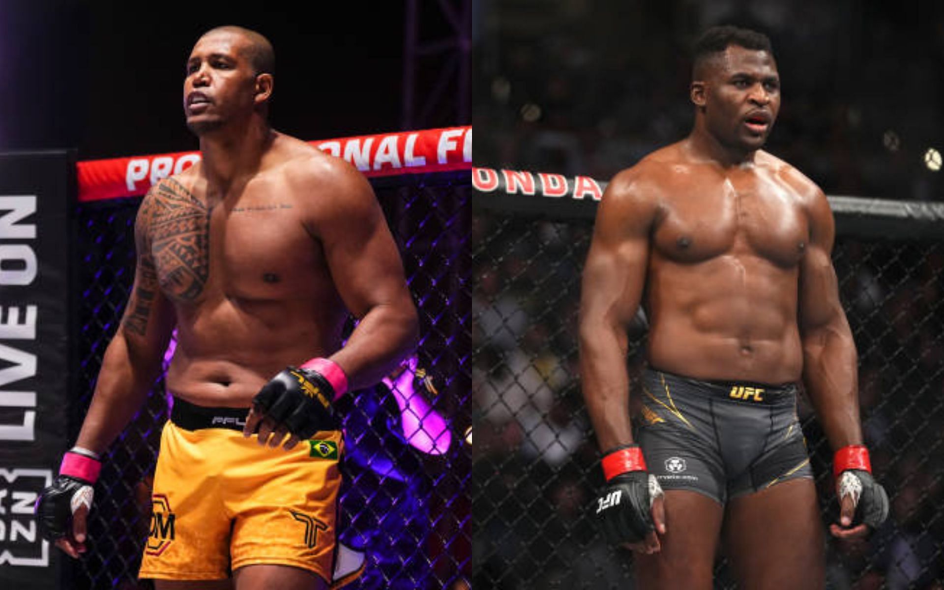 Renan Ferreira (left) enrages fans with comment towards Francis Ngannou (right) [Image credits: Getty Images]