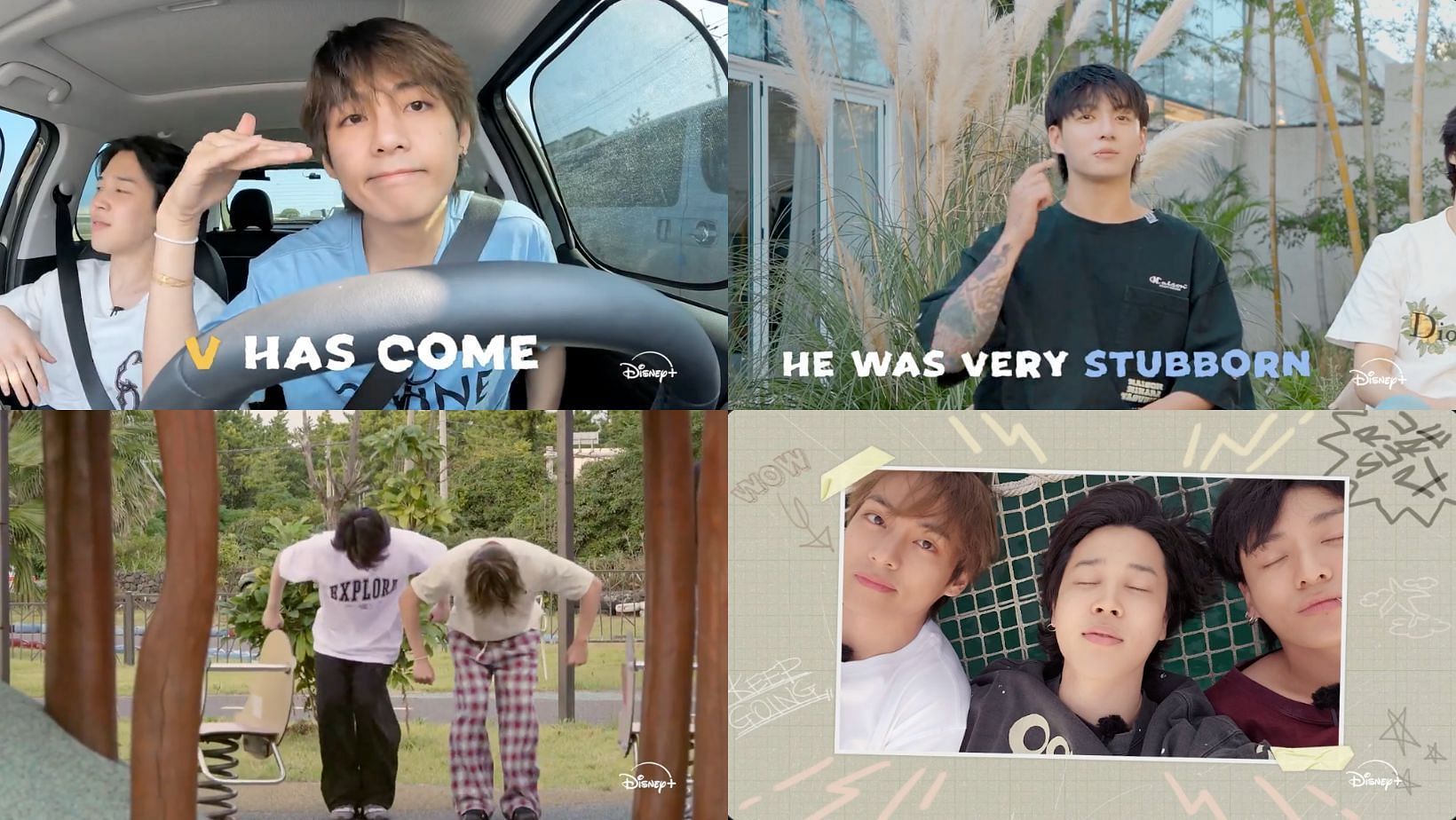 BTS&rsquo; Taehyung hilariously hijack Jungkook and Jimin&rsquo;s Jeju trip. (Images via X/@DisneyPlusSG)