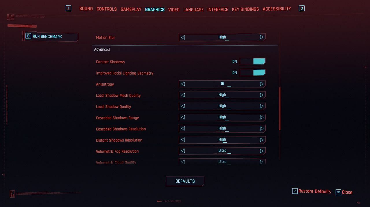 Advanced graphics settings (Image via CD Projekt Red)