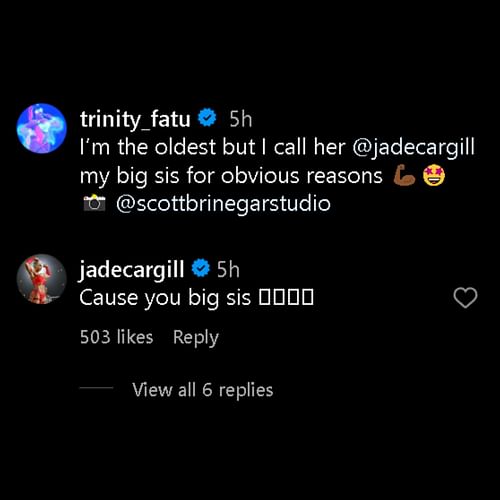 Jade Cargill's comment on Naomi's Instagram post. [Screengrab from Naomi's post comment section]