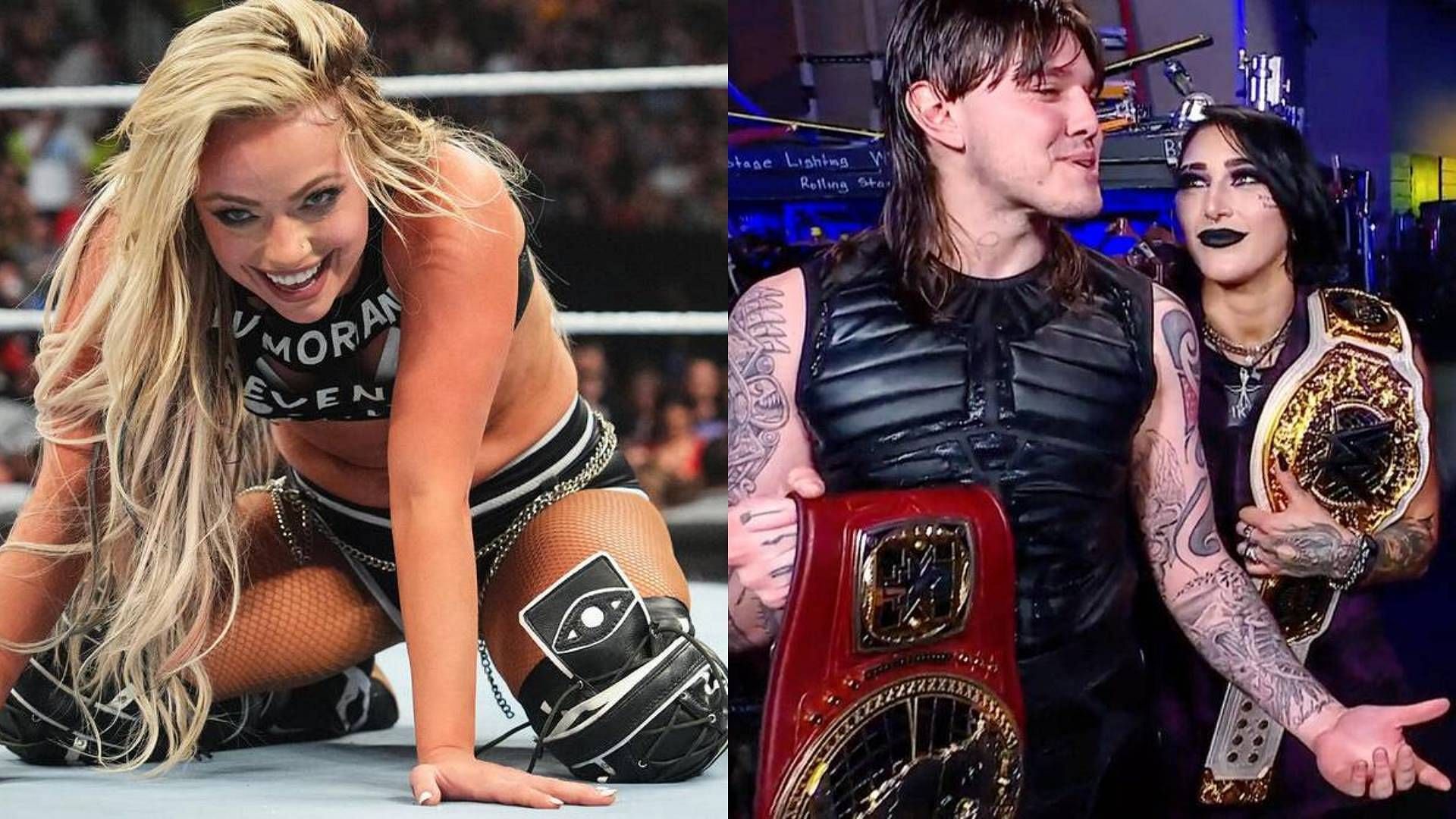 Liv Morgan, Rhea Ripley, and Dominik Mysterio
