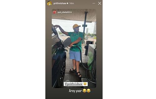 Screenshot of Prithvi Shaw's Instagram story.
