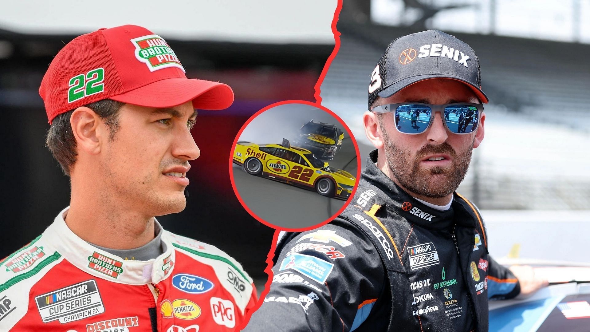 Joey Logano (L) lashes at Austin Dillon (R) for wrecking him out at Richmond (Image: (L- Getty) (R-Imagn) (Circle- @NASCARonNBC on X))