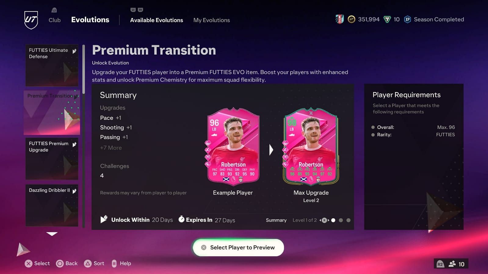 The Robertson SBC card can be upgraded (Image via EA Sports)