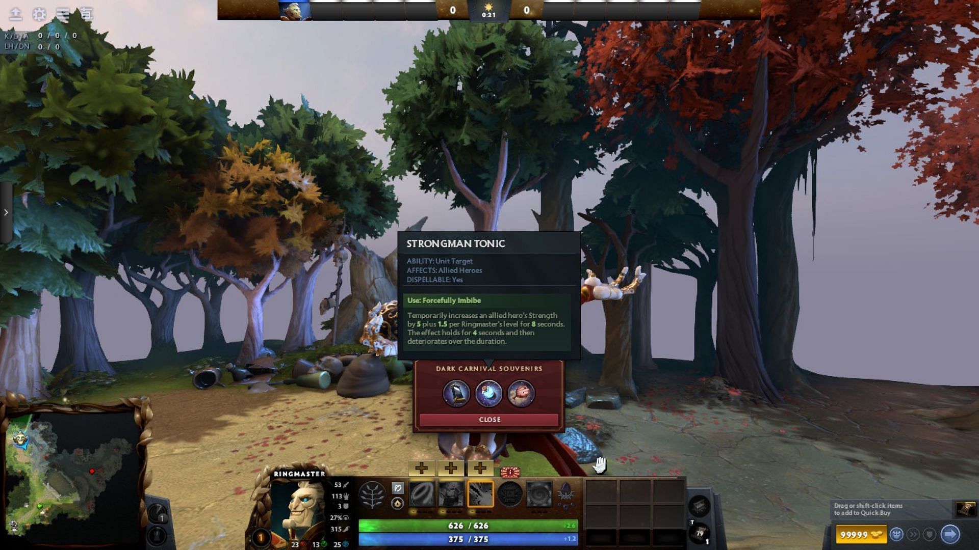 Strongman Tonic increases HP by eight seconds in Dota 2 (Image via Valve)