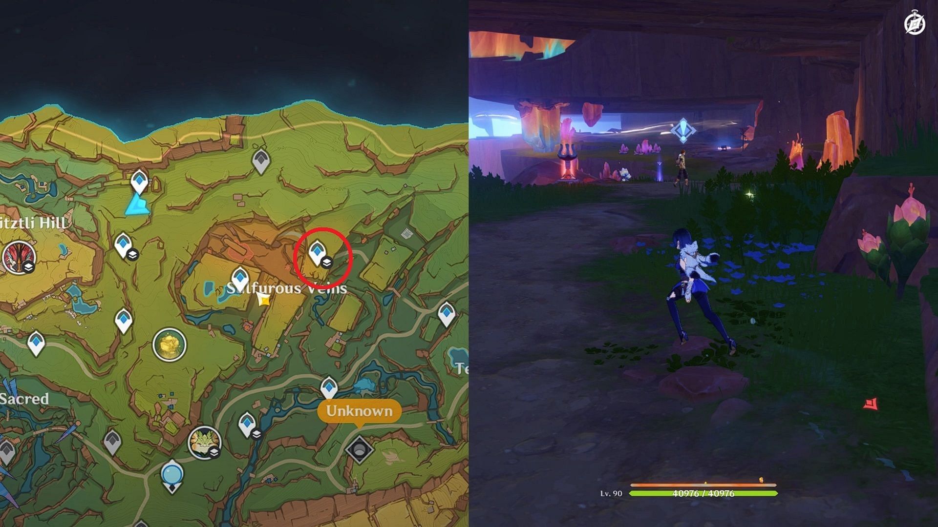 Beneath the Crystal Rock quest location (Image via HoYoverse)