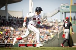 "Baseball is rough sometimes" - Red Sox prospect Blaze Jordan reacts with humor and pain after taking a 97mph fastball to the face