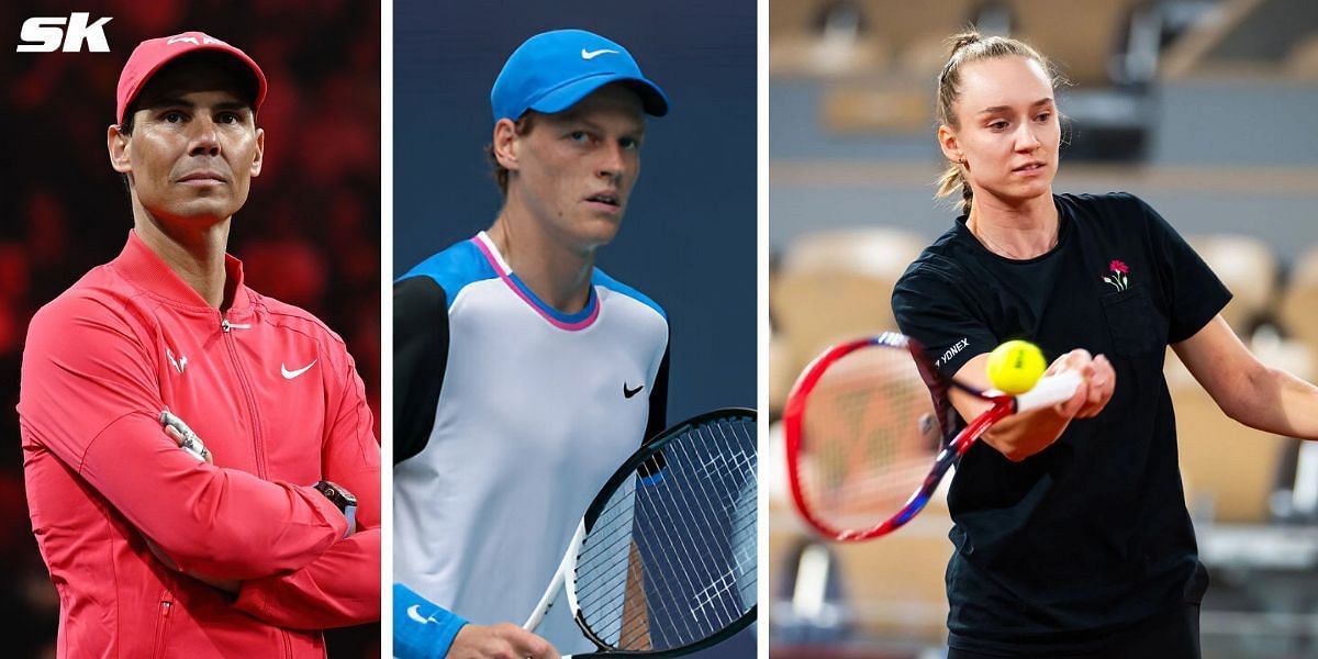 (Left to Right) Rafael Nadal, Jannik Sinner, Elena Rybakina (Source: Getty Images)