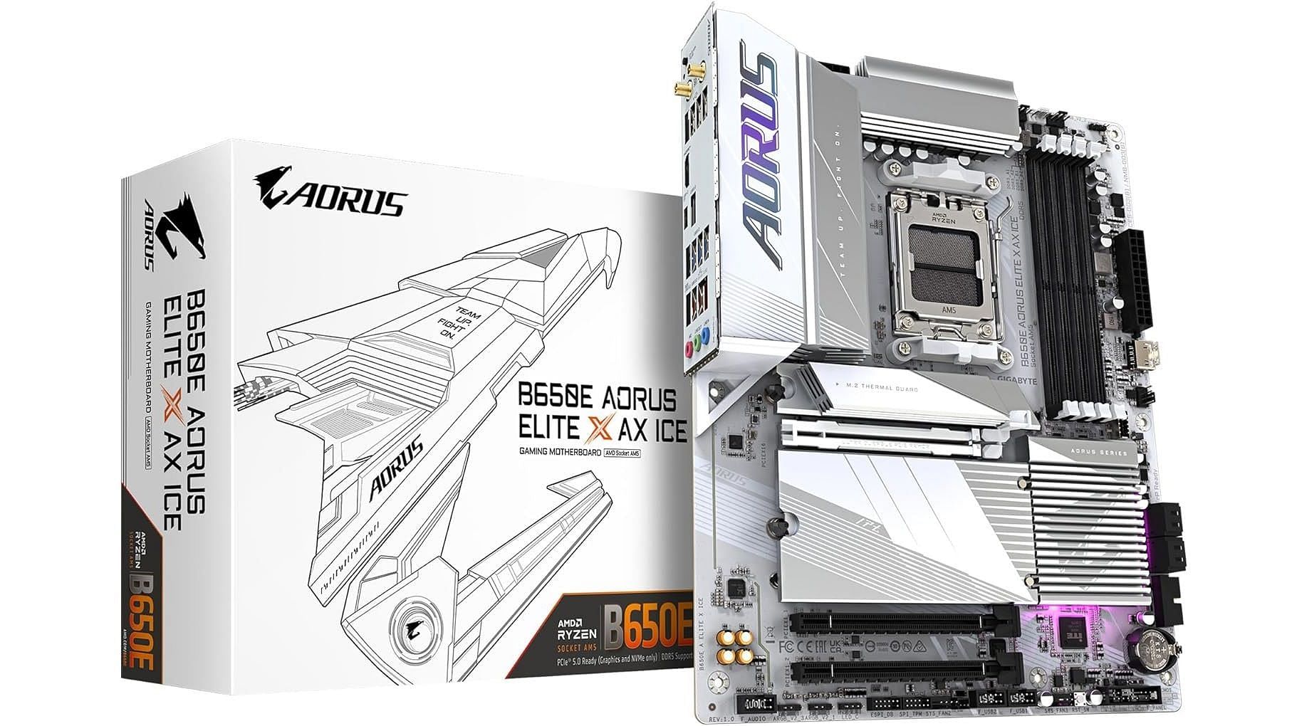 GIGABYTE B650E AORUS Elite X AX ICE motherboard (Image via GIGABYTE)