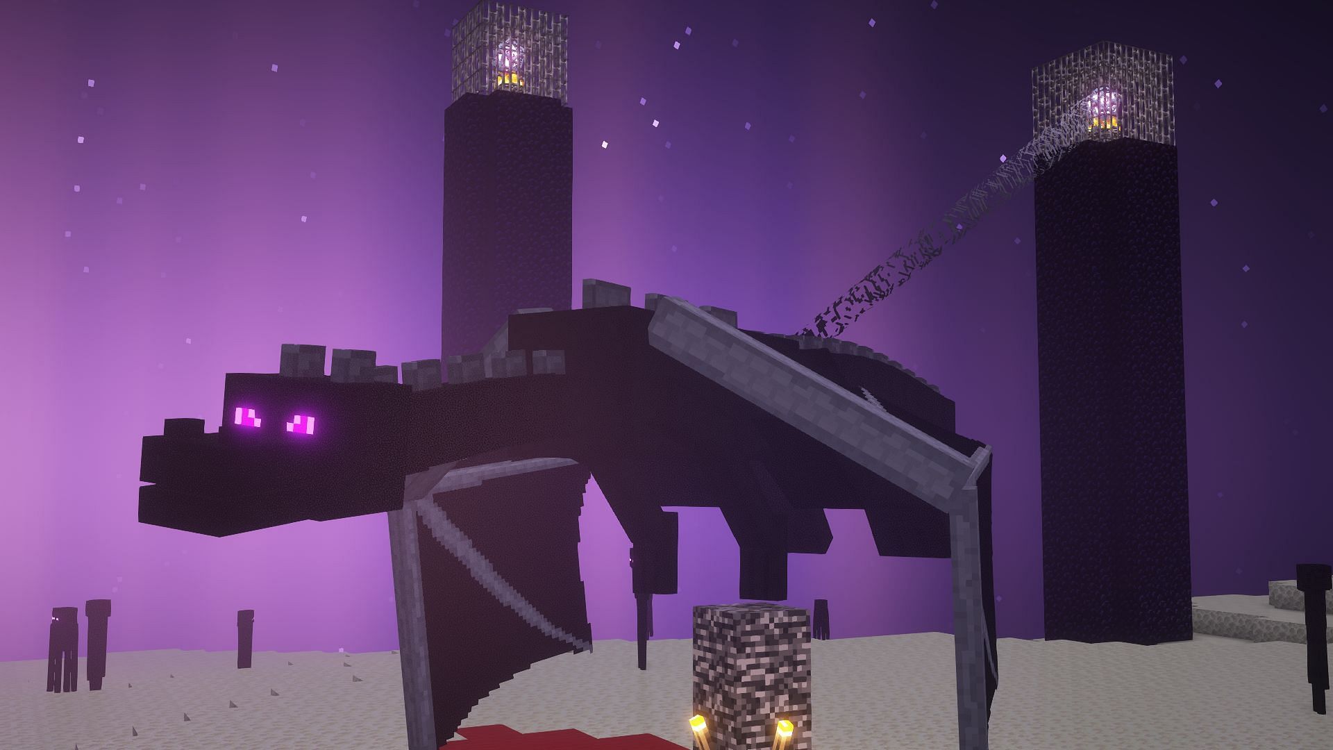 A perched Minecraft Ender Dragon (Image via Mojang)