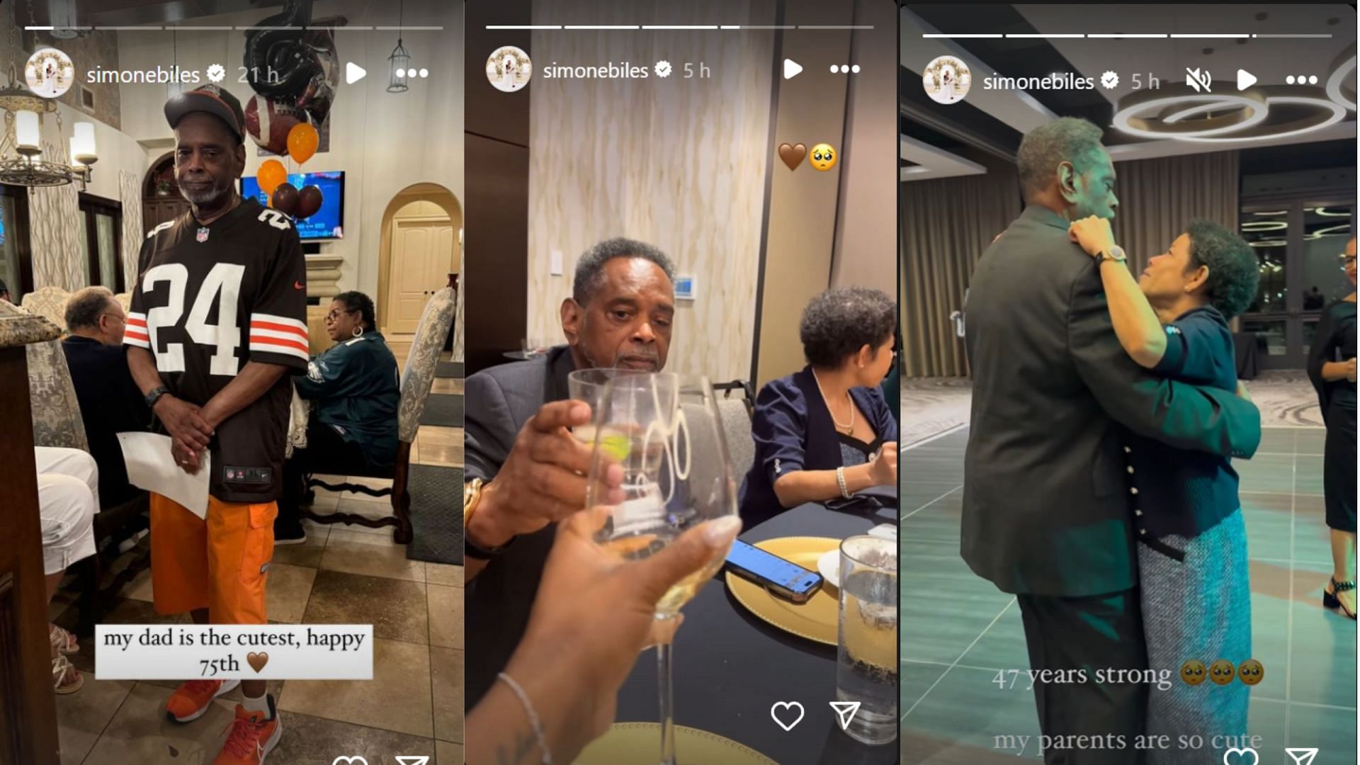 Glimpses of the birthday celebration of Simone Biles&#039; adoptive father [Image Source: Screenshot of Simone Biles&#039; Instagram story]