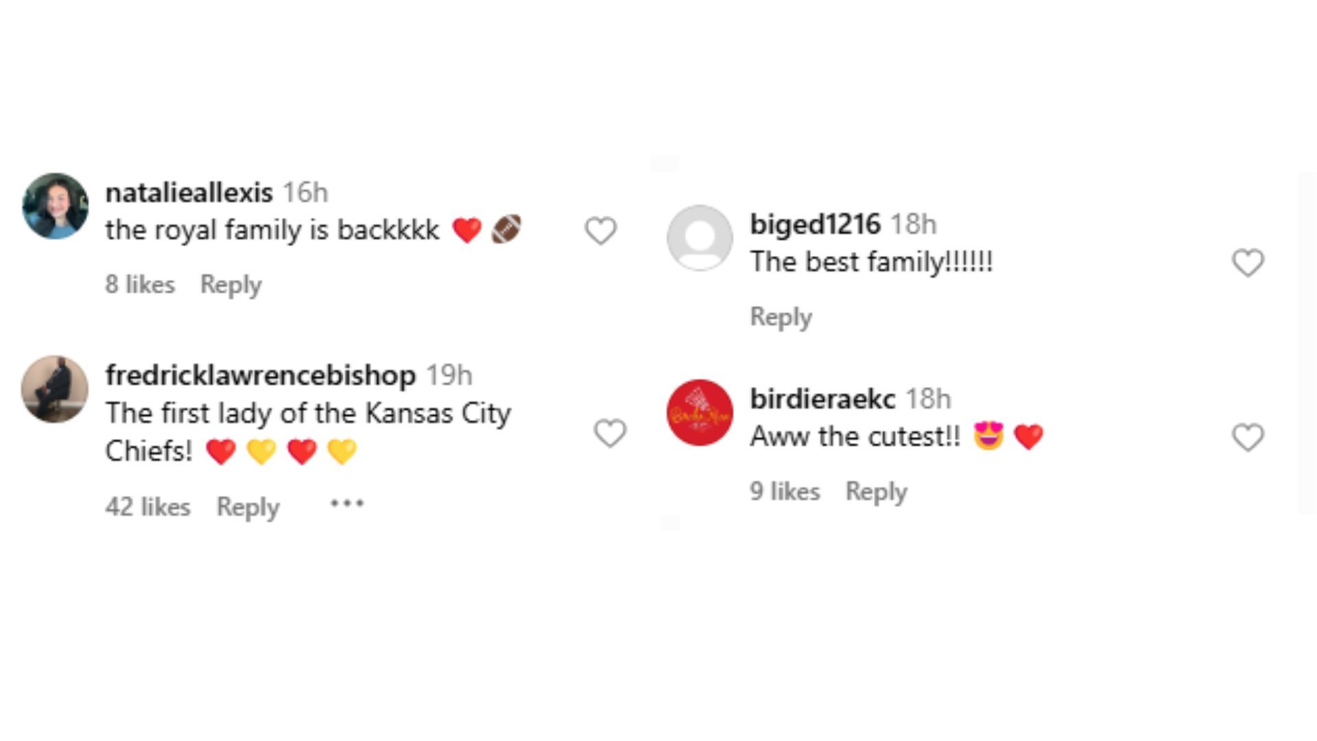 Comments on Brittany Mahomes&#039; IG post. (Via IG/Brittany Mahomes)