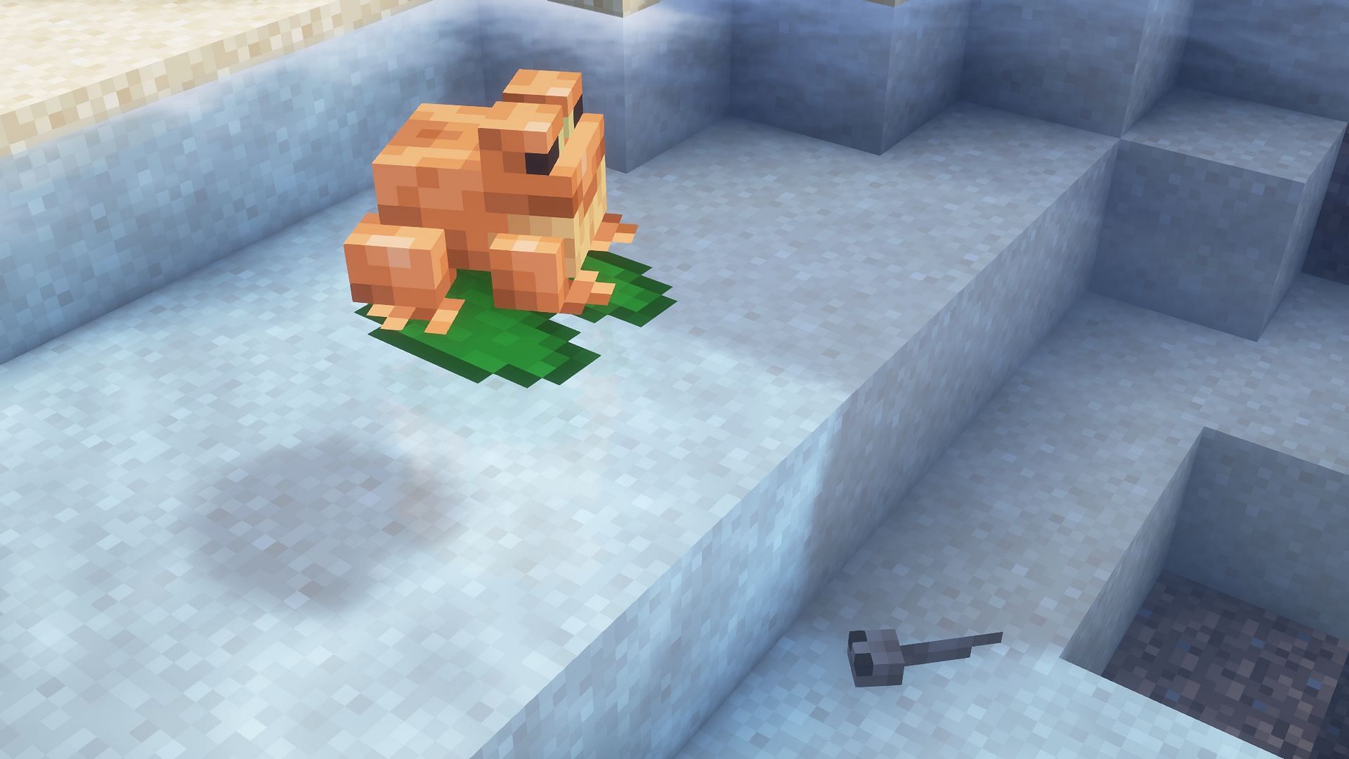 A tadpole next to an adult frog (Image via Mojang)