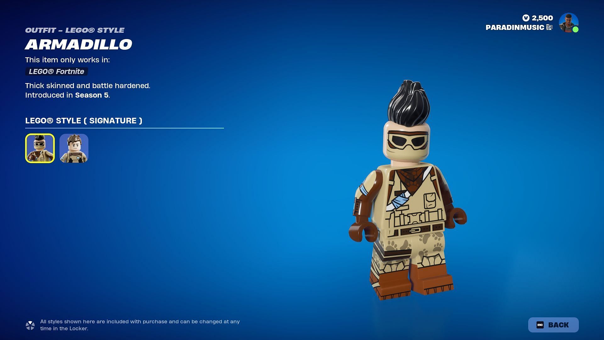 The LEGO version of Armadillo in Fortnite (Image via Epic Games)