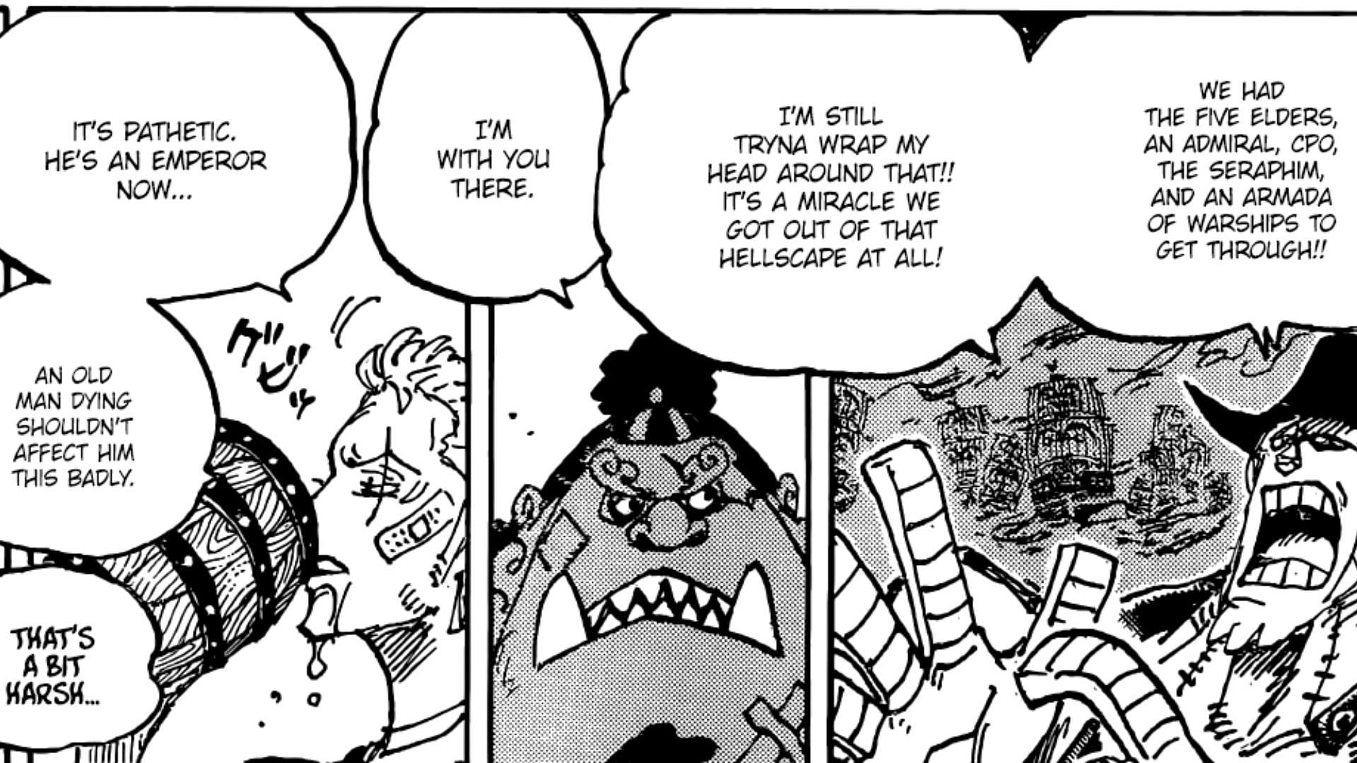 Zoro criticizes Luffy for sobbing over Dr. Vegapunk&#039;s death (Image via Shueisha)