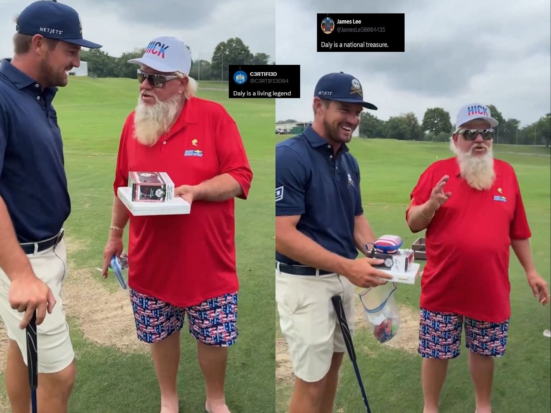 Bryson DeChambeau and John Daly (Stills via TikTok @ brysondclips)