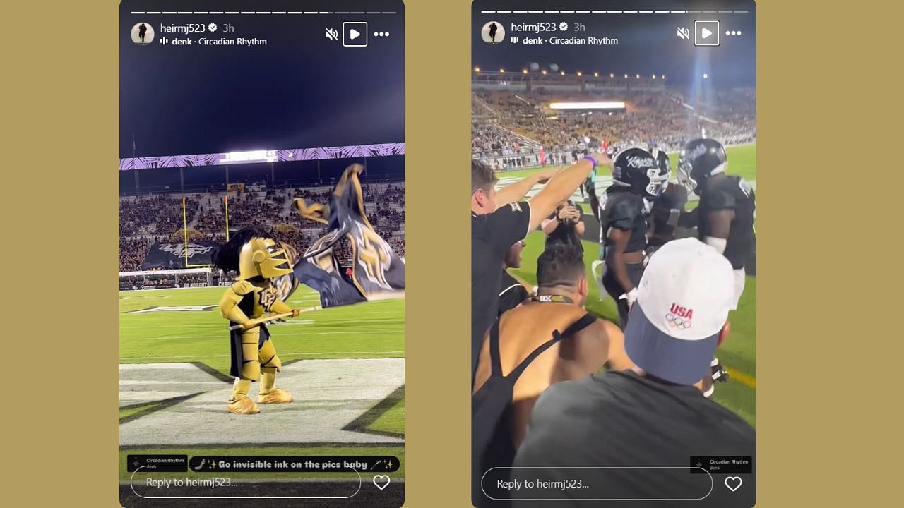 Marcus shares videos and pictures from the UCF Knights season opener game. (Credits: @heirmj523/Instagram)