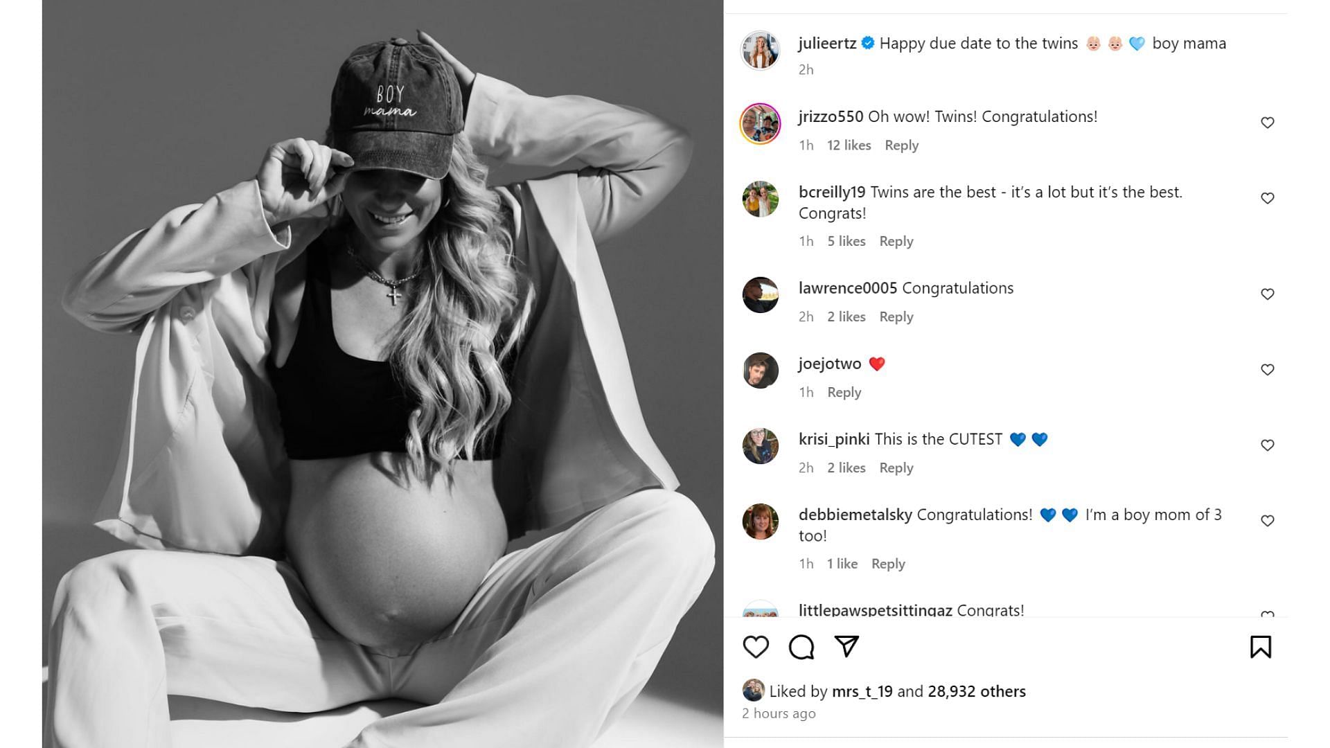 Zach Ertz&#039;s wife Julie celebrates their twins&#039; due date with throwback pic [Image credit: @julieertz IG]