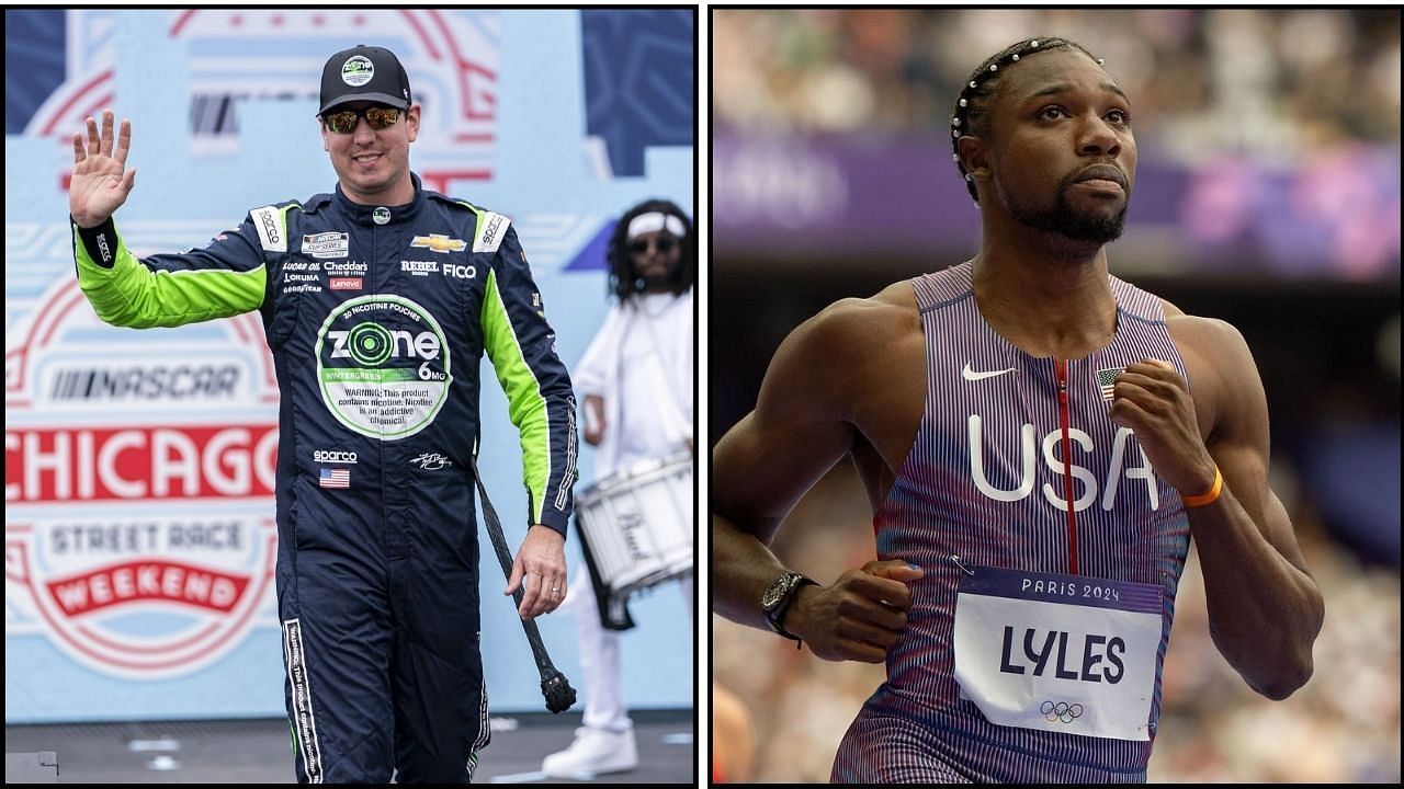 Kyle Busch extends support to Noah Lyles in the 2024 Paris Olympics (Images from Getty Images)