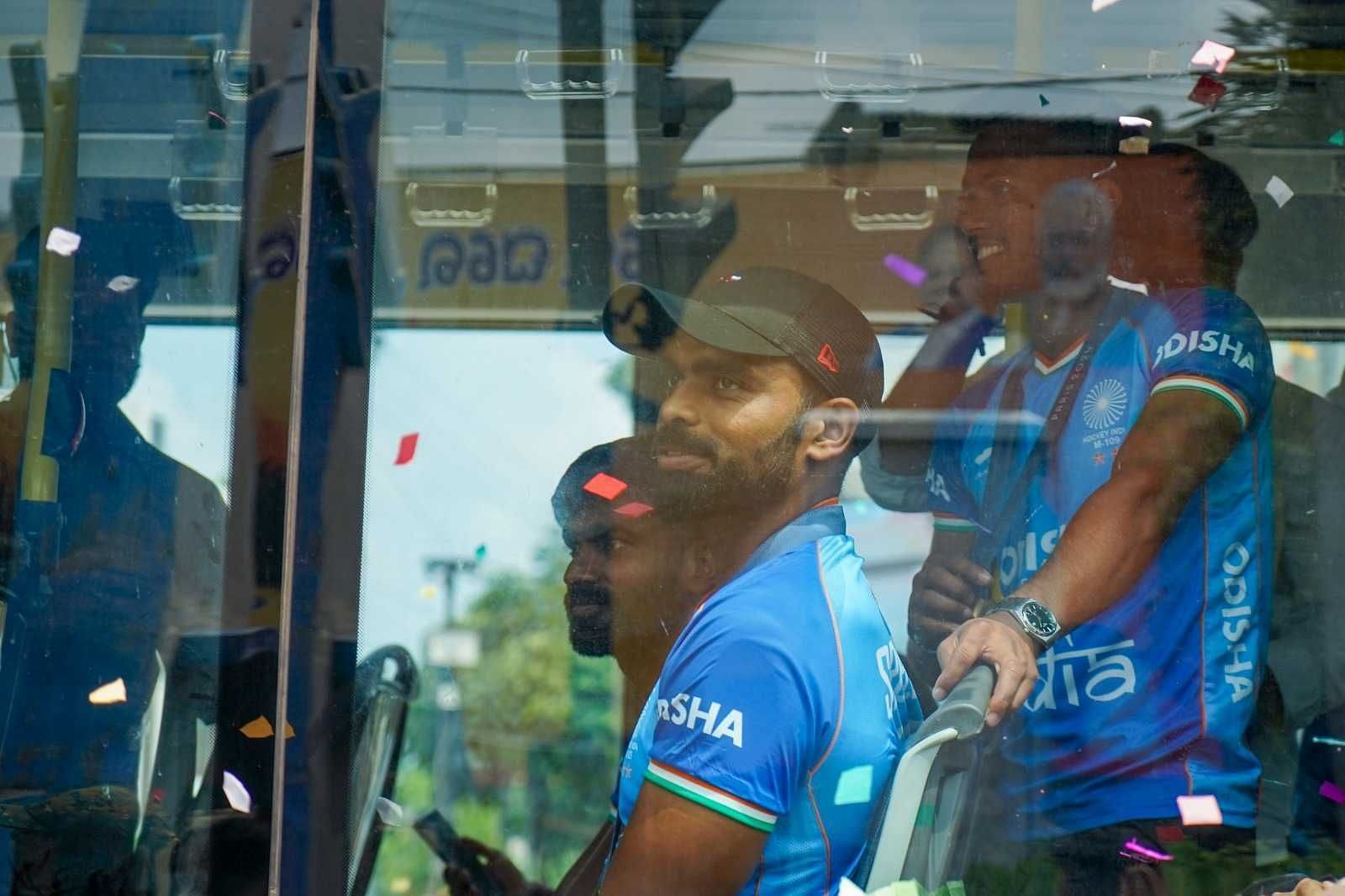 PR Sreejesh at the Bhubaneswar roadshow (Image via Hockey India)