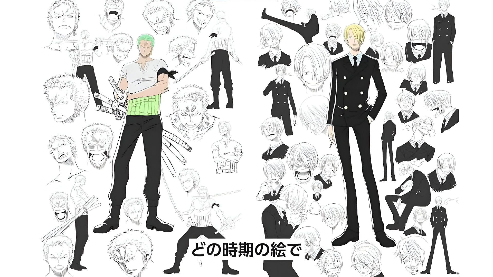 Zoro&#039;s and Sanji&#039;s One Piece remake character designs (Image via Netflix Anime/YouTube)