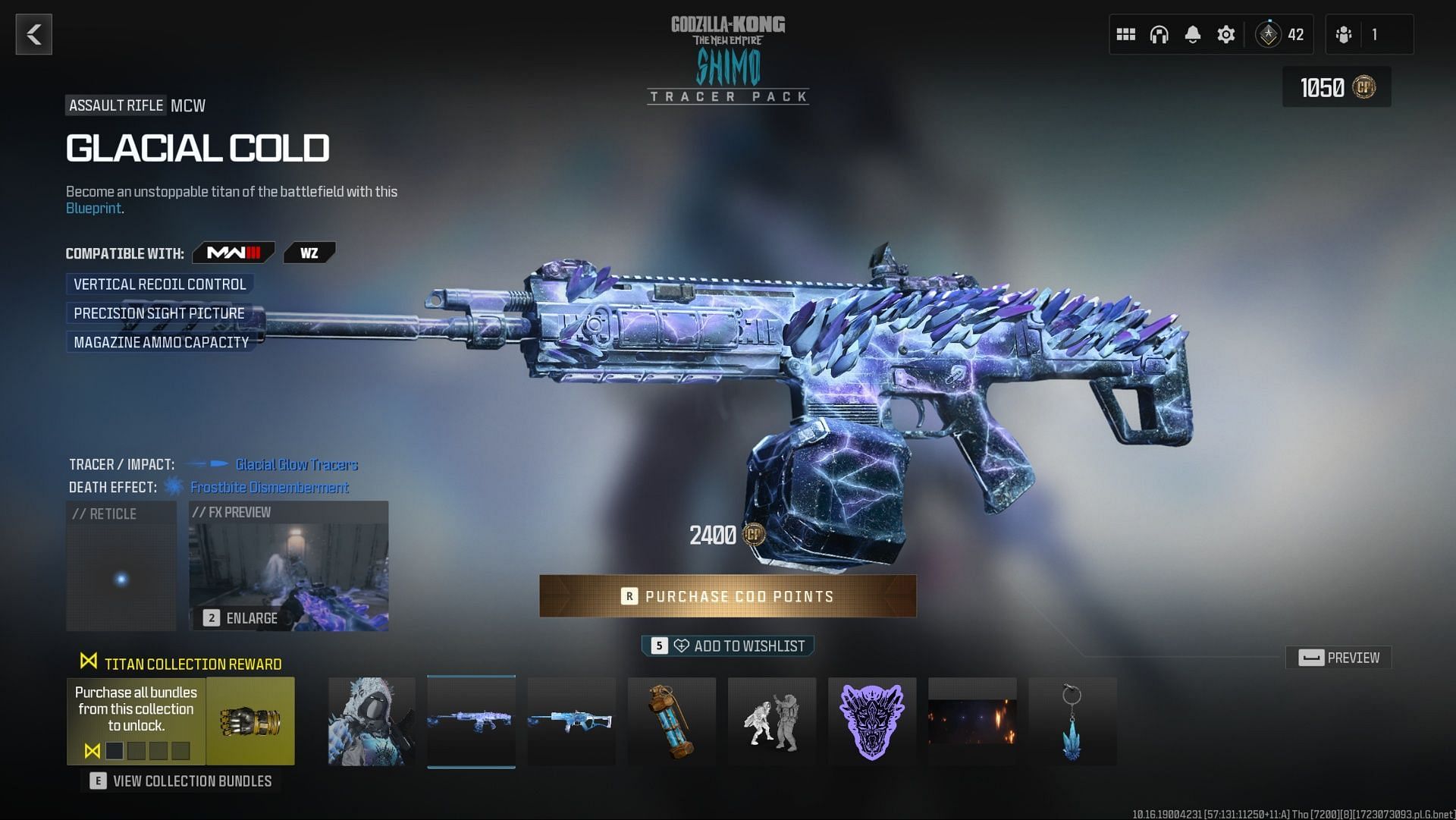 Glacial Cold MCW Weapon Blueprint (Image via Activision)