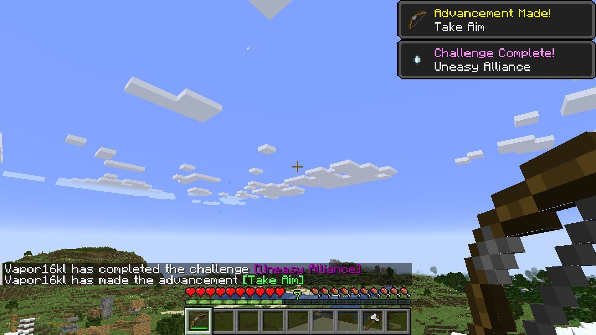 Achieved Uneasy Alliance advancement (Image via Mojang)