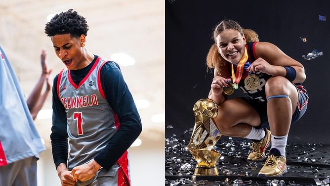 WATCH: Carmelo and La La Anthony’s son Kiyan Anthony showcases dunking skills after teaming up with Jerzy Robinson to win the SSC 2V2 tournament