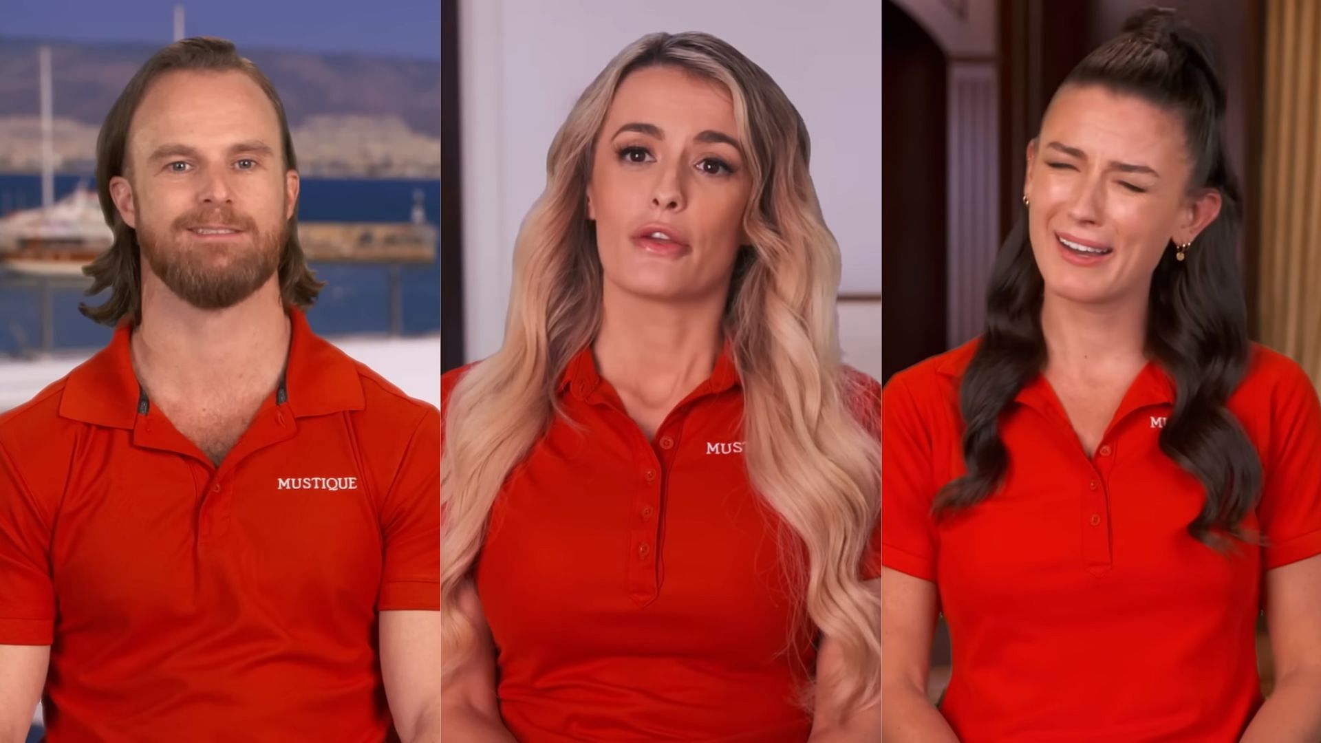 Iain, Ellie and Aesha of Below Deck Mediterranean (Image via YouTube/@Bravo)