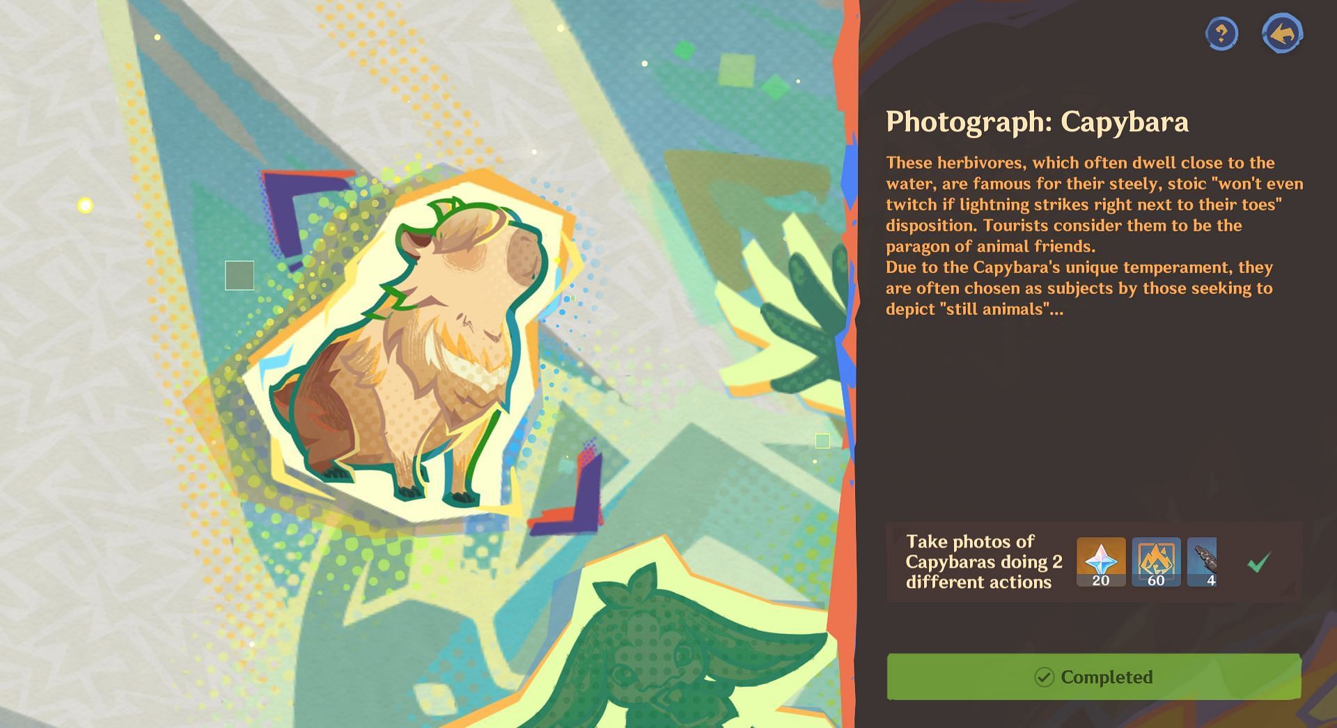 This article provides the location and a guide on how to complete the Capybara photography challenge (Image via HoYoverse) 