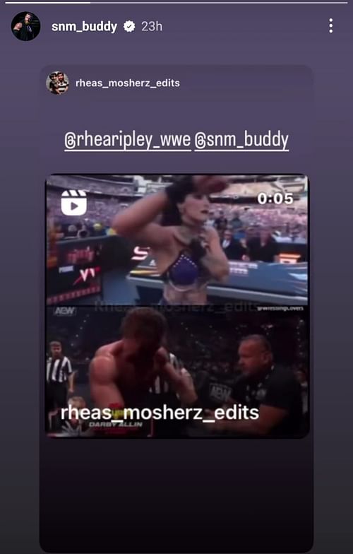 Screengrab of Buddy Matthews' Instagram story (Credit: Buddy's IG Story)