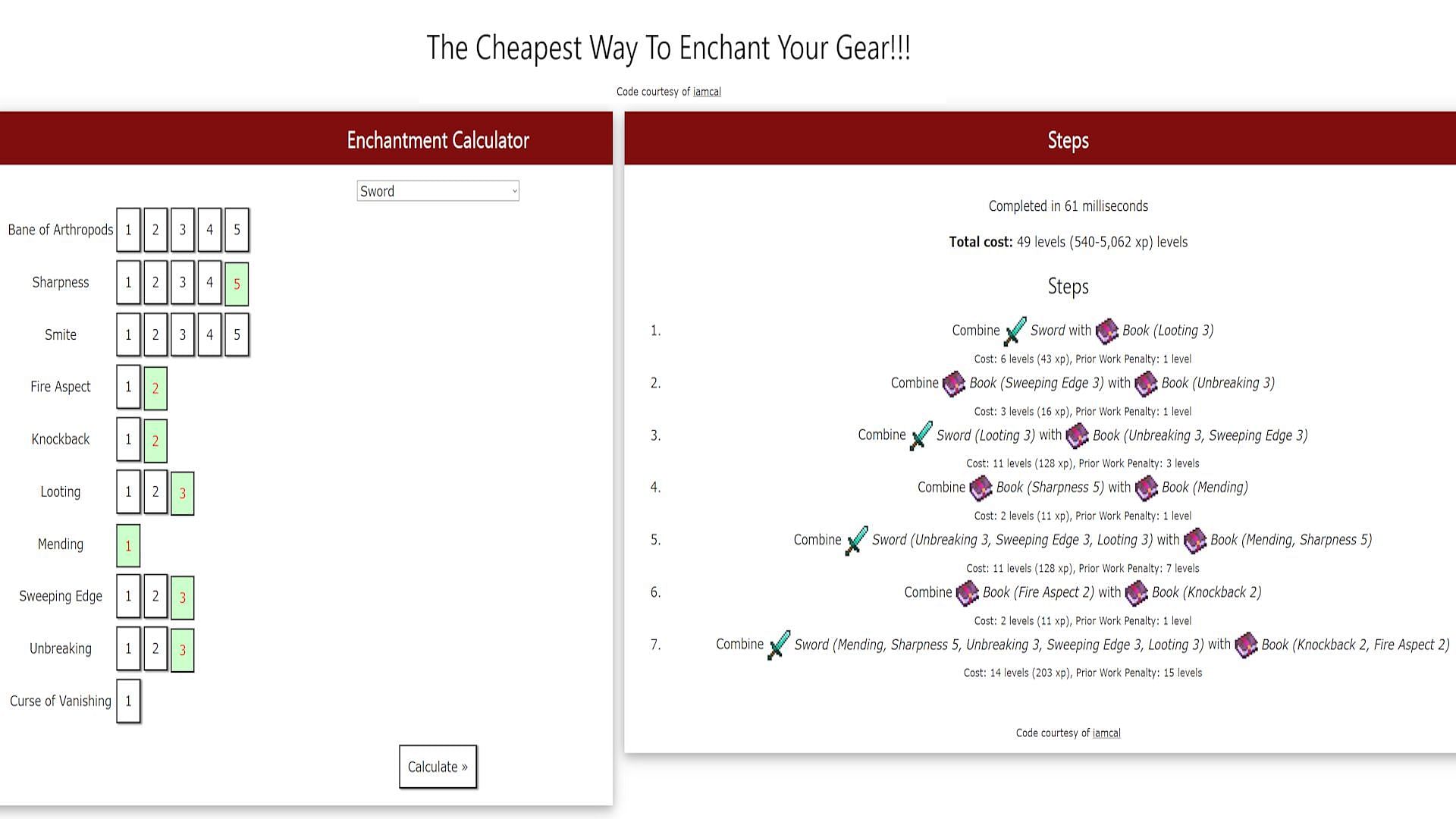 The calculated enchanting process (Image via ABFielder)