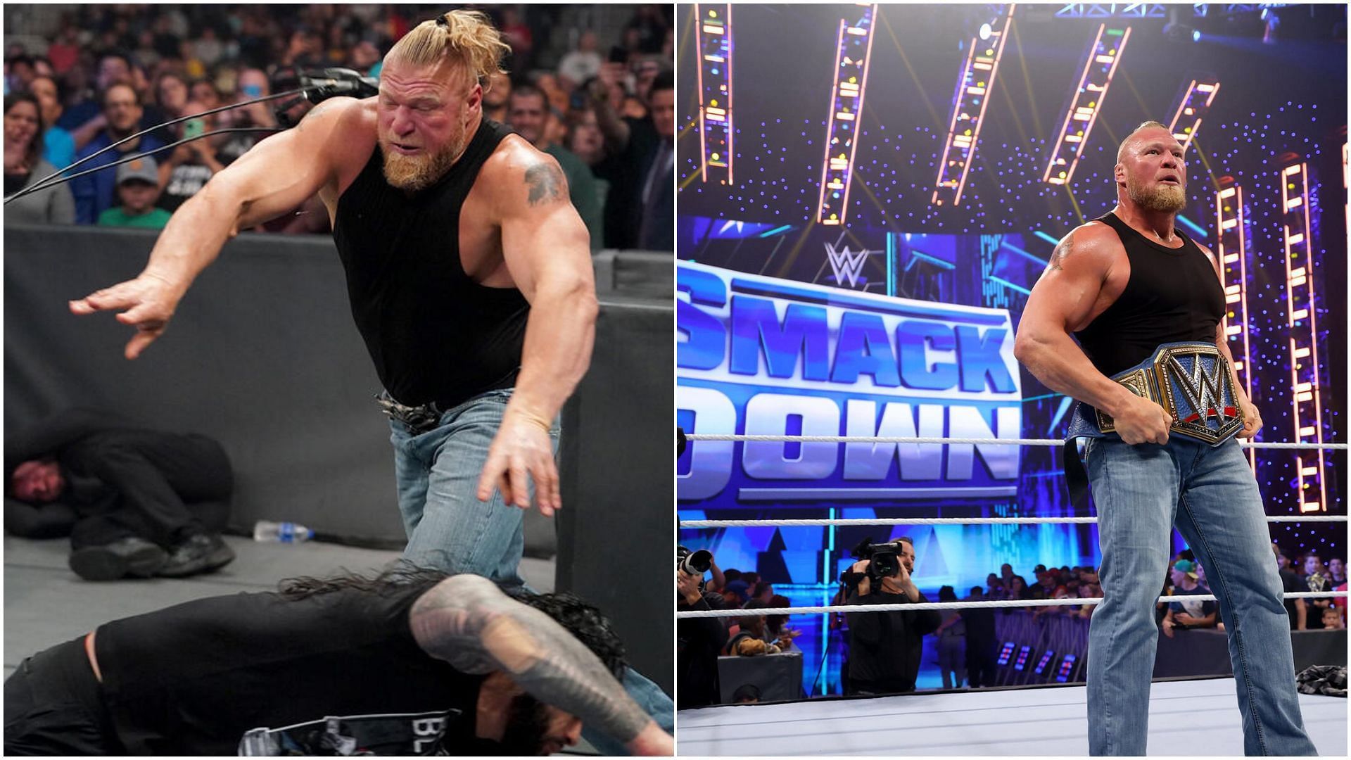 Brock Lesnar is a former WWE Universal Champion. (Pictures via: WWE.com)