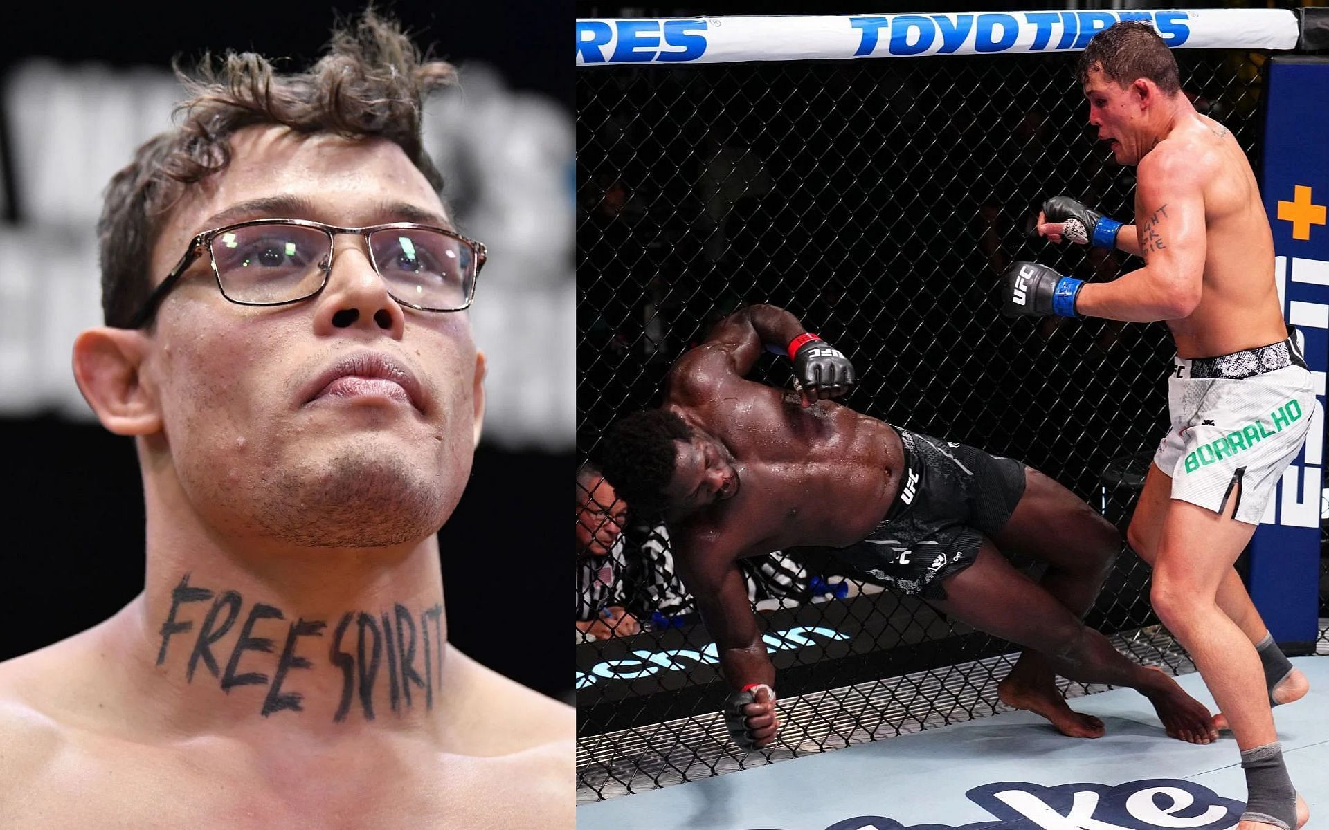 Caio Borralho (left) believes that his fight with Jared Cannonier (right) should have been stopped in Round 5 [Images courtesy: Getty Images]